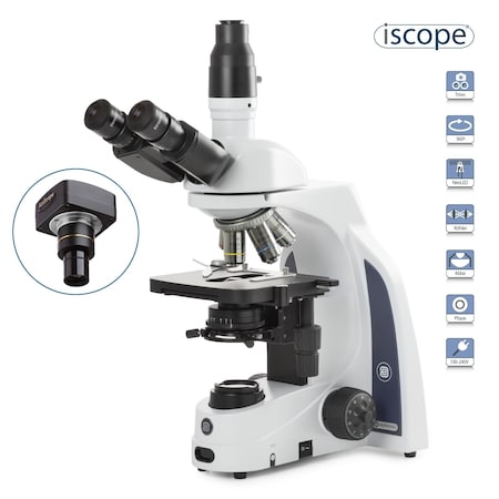 IScope 40X-1600X Trinocular Compound Microscope W/ 5MP USB 2 Digital Camera & E-plan Objectives